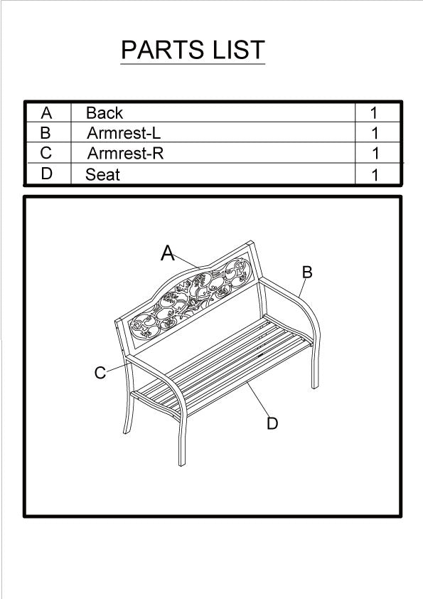 Replacement Parts for Scroll Garden Bench 911024