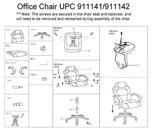 Replacement parts for Office Chair model 911141/911142/911048