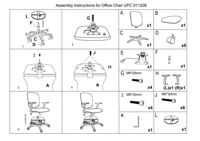 Replacement parts for Bar Height swivel chair 911208