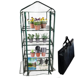 Mini Greenhouse 4-Tier Growing Rack w/ Portable Carry/Storage Bag