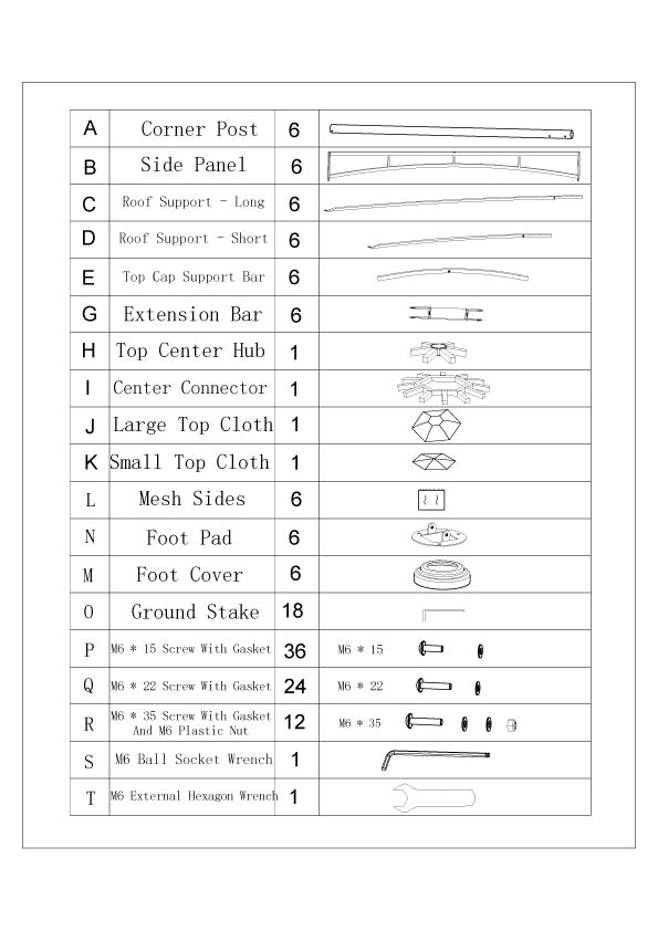 Replacement parts for Grey Hexagonal Gazebo model 911250