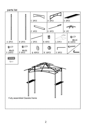 Replacement Parts for BBQ grilling Gazebo with LED lights - NOTE - parts are sold individually