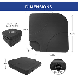 4Pcs Offset Umbrella Base Plastic Cantilever Base Square Weights Plate Set