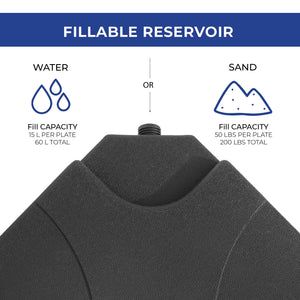 4Pcs Offset Umbrella Base Plastic Cantilever Base Square Weights Plate Set
