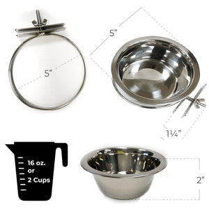Hanging Stainless Steel Dog Bowls 2-Pk