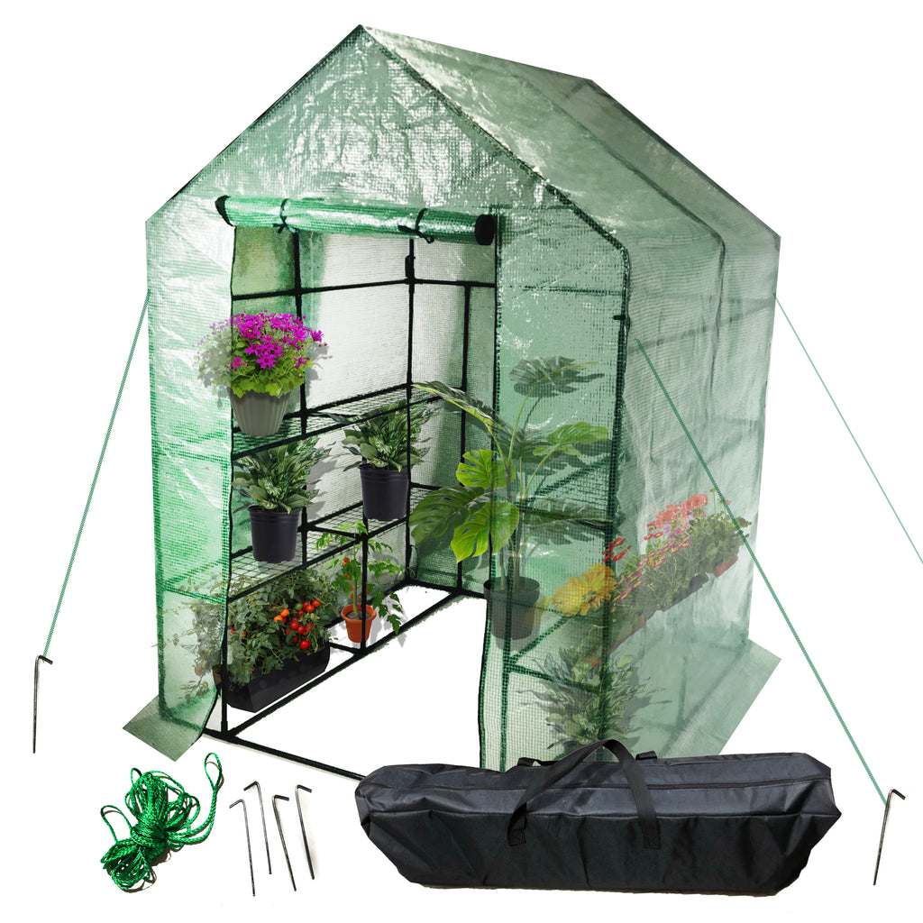 Portable Walk in Greenhouse 2-Tier 8 Shelf Growing Rack with Travel/Storage Bag